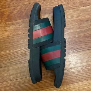 Gucci web rubber slide sandal men’s